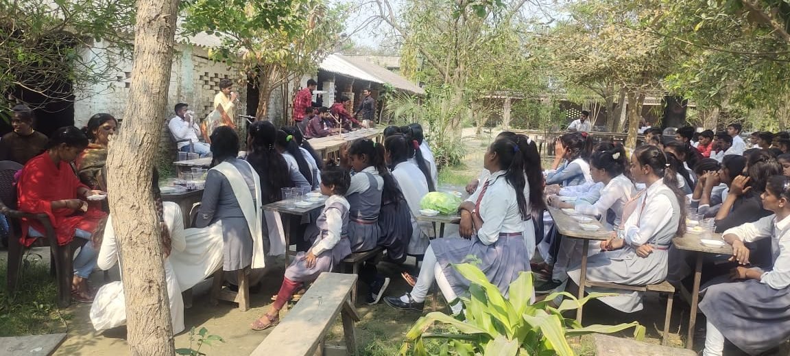 Students at a village learning session