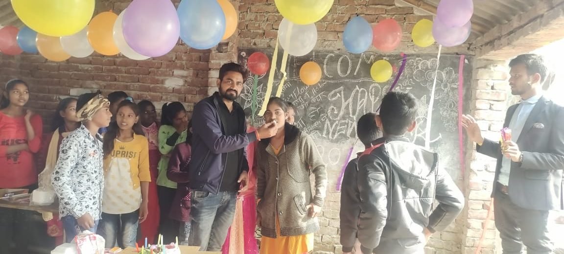 The children gather for a celebration