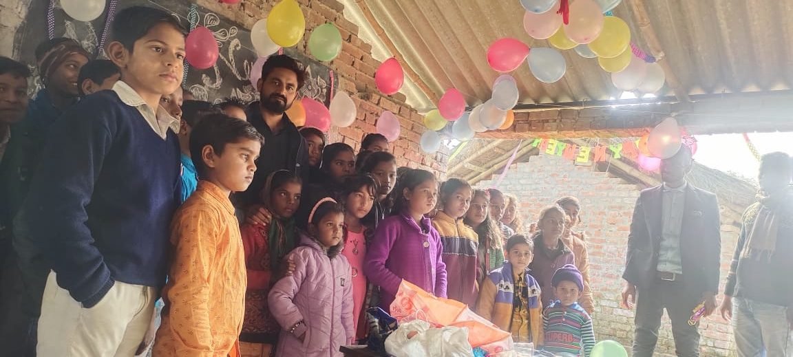 A distribution drive in the village